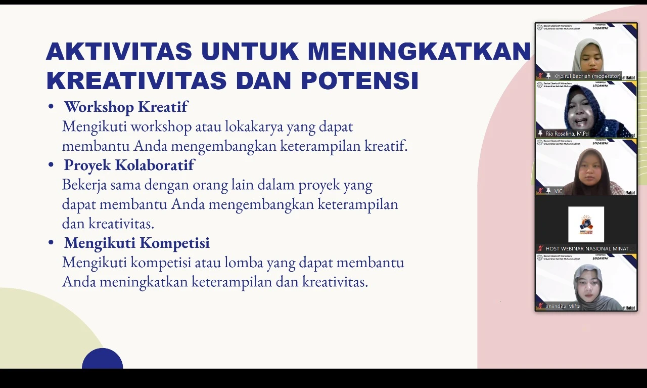 Bangkitkan Minat dan Bakat, BEM USM Dorong Mahasiswa Eksplorasi Diri Lewat Webinar Nasional