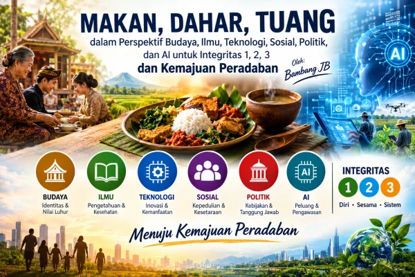MAKAN, DAHAR, TUANG Dalam Perspektif  Budaya, Ilmu, Teknologi, Sosial, Politik, AI untuk Integritas 1, 2, 3 dan Kemajuan Peradaban